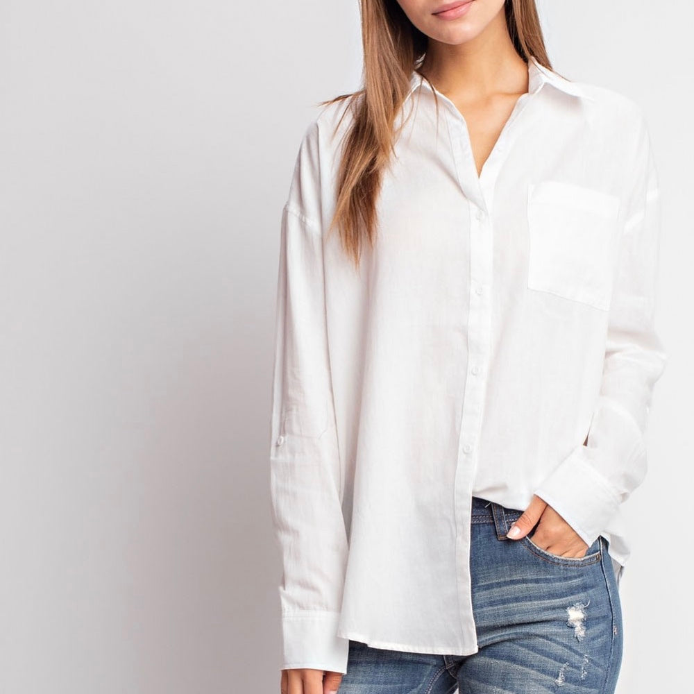 Ivory Button Down Top - The 845 Boutique