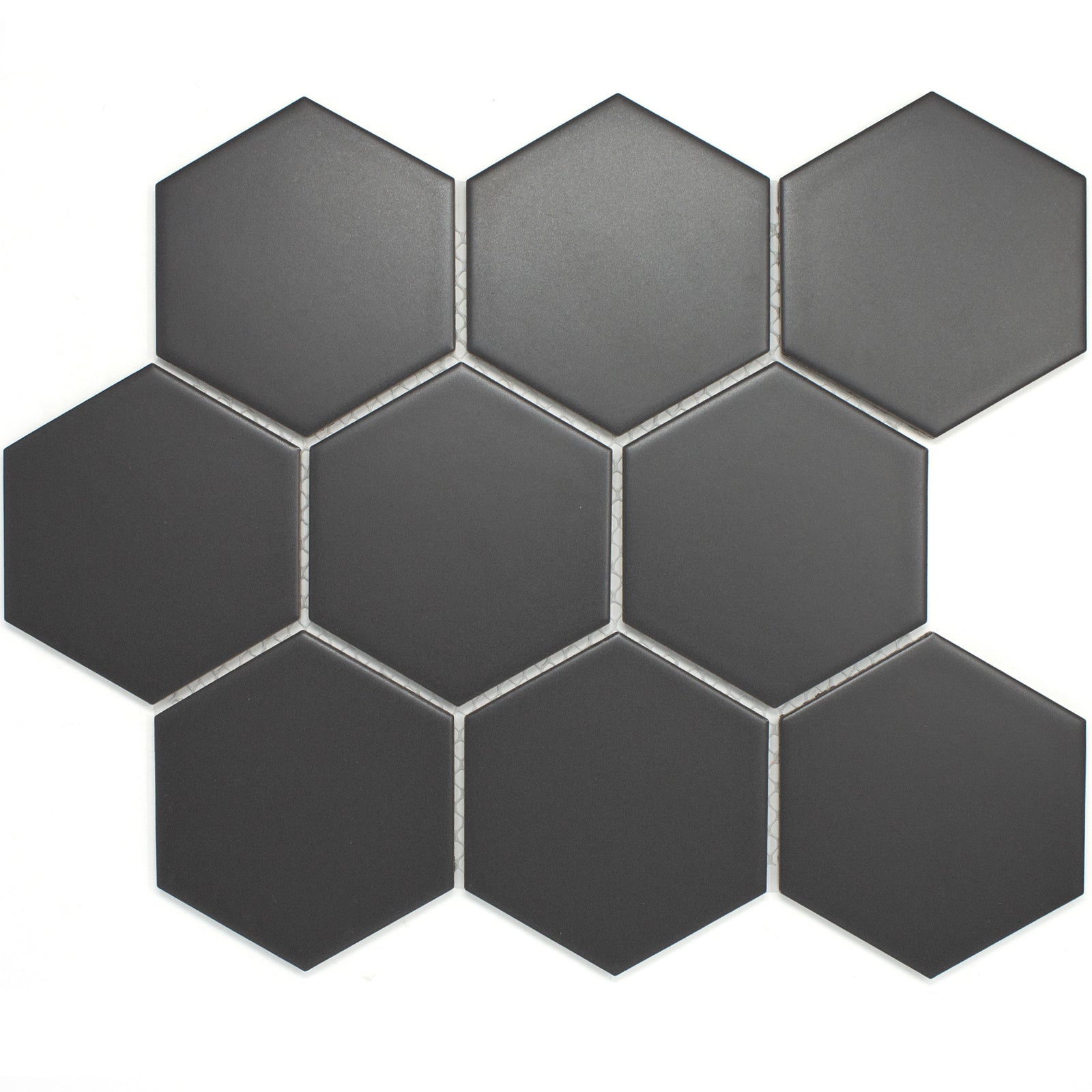 Bt Pm04 M Size Hexagon Grey Black Porcelain Satin Mosaic Tile 0200