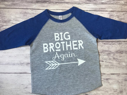 Big brother again shirt, pregnancy announcement shirt, big brother again shirt, new baby announcement, big brother tee - Purple Elephant STL