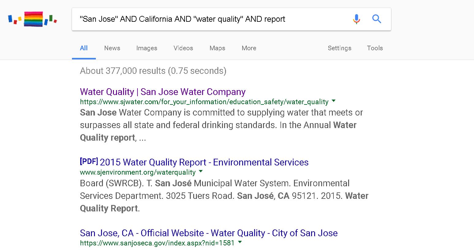 Googling Water Quality Report