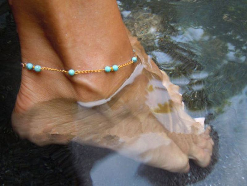 Girls Bead Chain Anklet Foot Leg Chain Bracelet Jewelry Sexy Gold Women Braceles