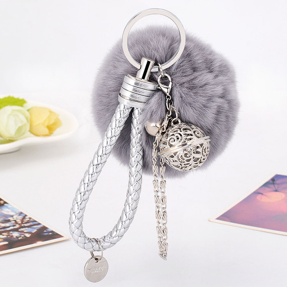 Fur Ball Cell Phone Car Keychain Pendant Charm Handbag Key Ring 
