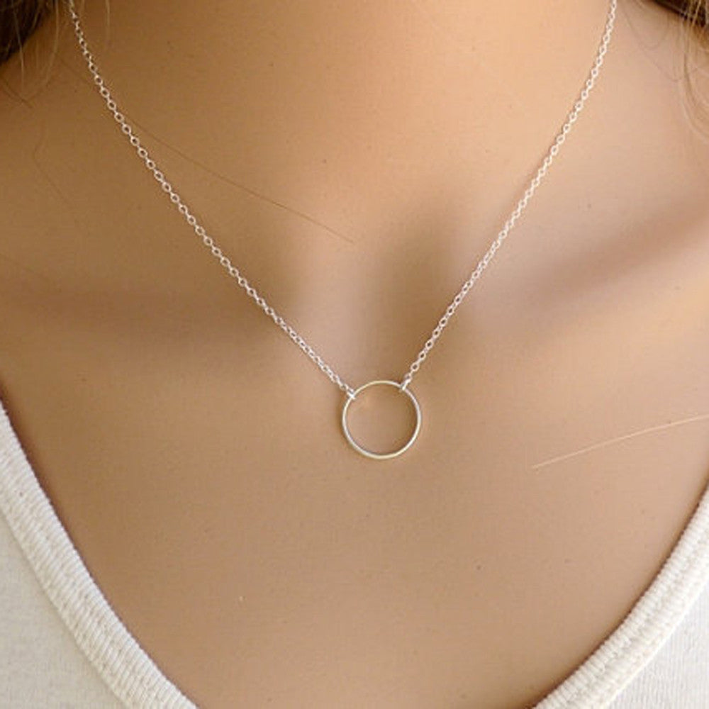 Women Necklace Simple Little Circle Tassels Chian Bar Bohemia Alloy Necklaces Jewelry Gift for girl