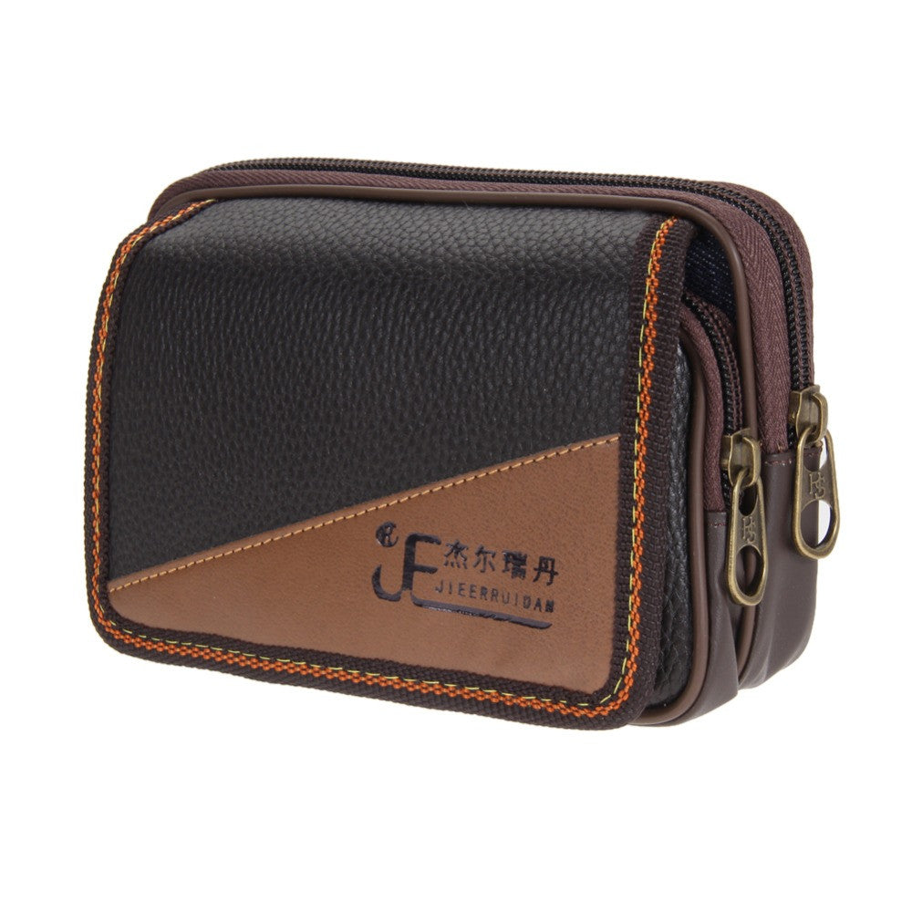 Men'LeathWallet Double ZippPocket Wallet Purse Clutch PocketWallet Bifold BusinesWalletCredit Ca