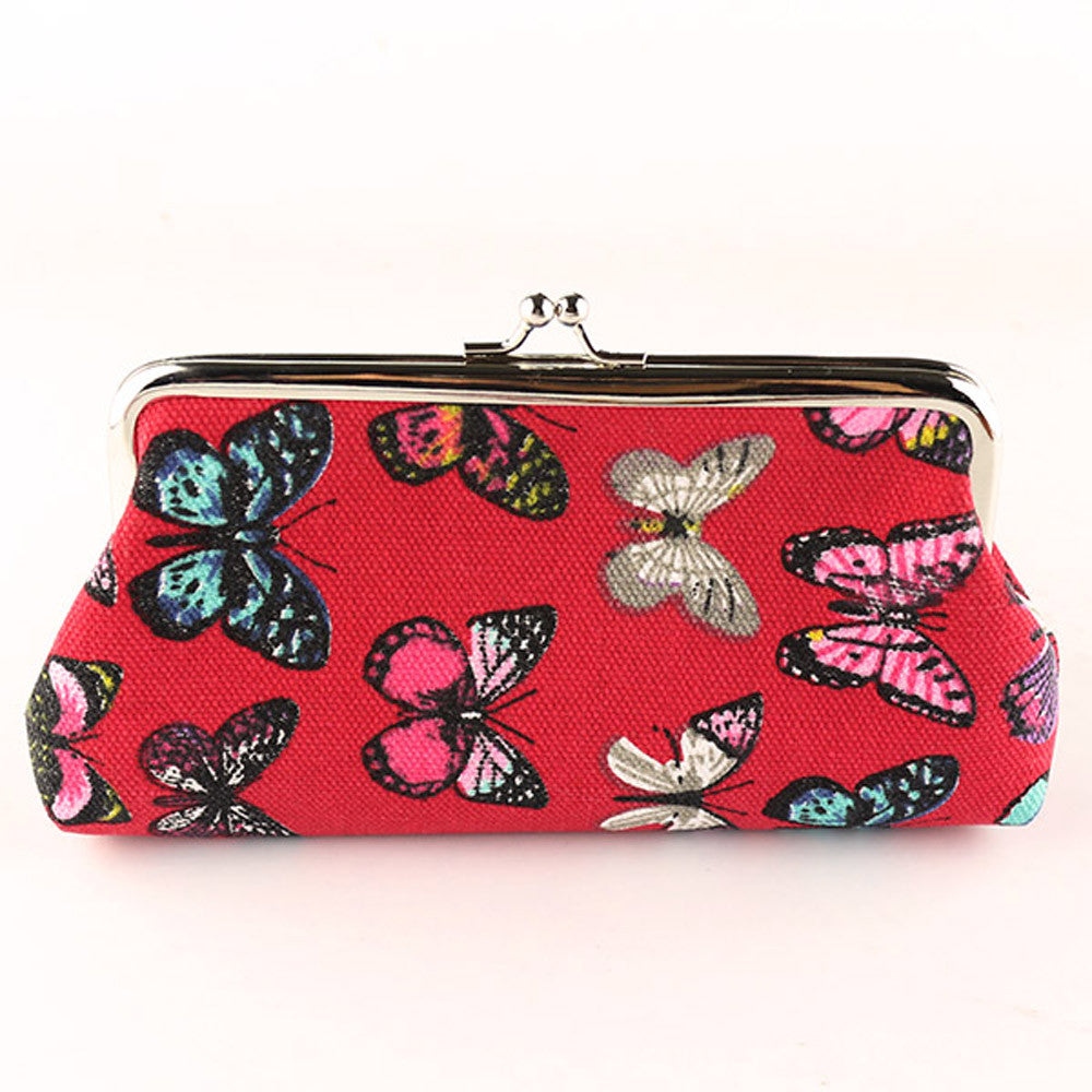 Famous Design Women Wallets Butterfly Printed Small Wallet Card Holder Coin Purse Clutch Bag Cartera