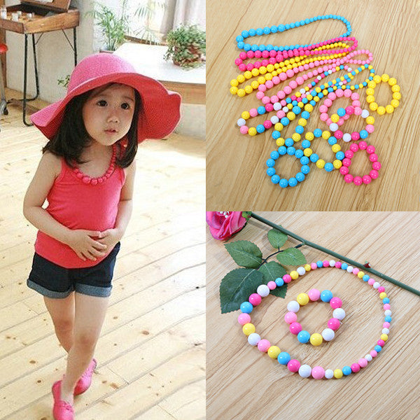 Beauty Baby Girls Cartoon Colorful Bead Necklace Bracelet Jewelr