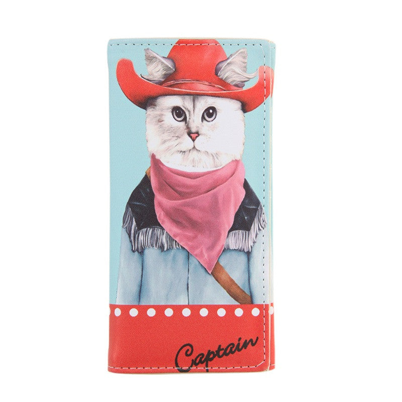 Women Cartoon Cat Printed WalletPU LeathLong Creative Wallet PurseLadies' ClutcheWalletCard Hold