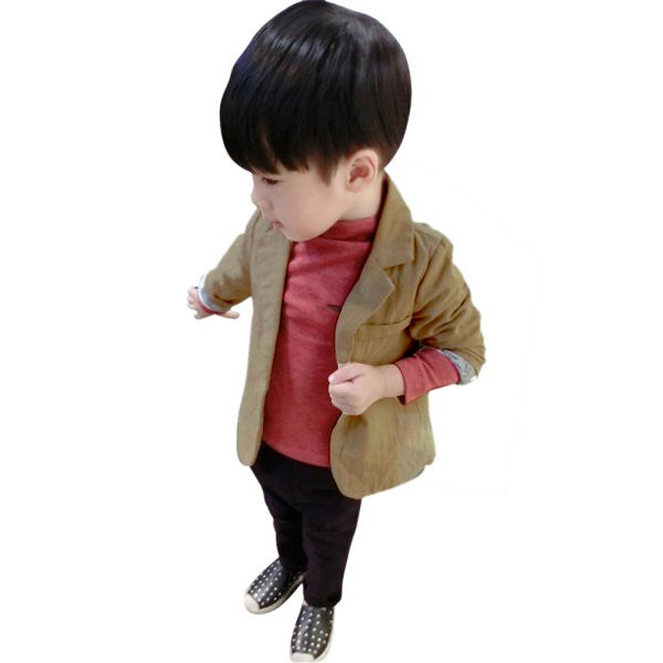 Gentleman Boys Toddlers Cotton Jacket Suit Solid Blazer Kids Jackets Coat Fall Overcoat