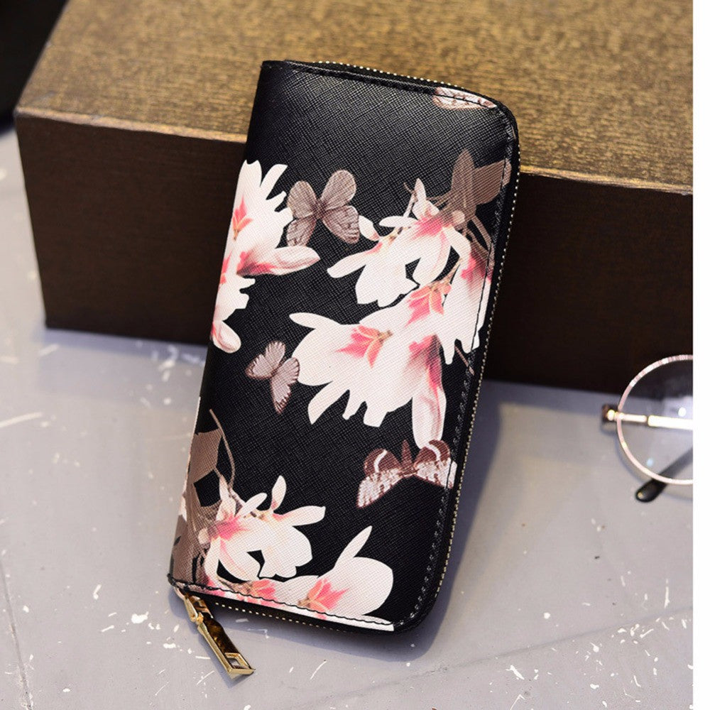 Women WalletFresh FlowPrinting PU LeathWallet Long LadieClutch Coin Purse Floral Hand Bag 4 Colors