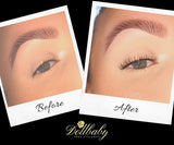 Dollbaby London Natural Curled 'Classique' Vegan Strip Lashes Before and After on the eye