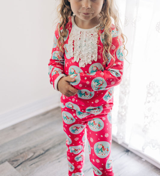 Christmas Floral- Ruffle Buttflap PJs