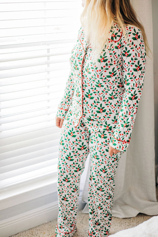 Christmas Floral - Button Down PJs