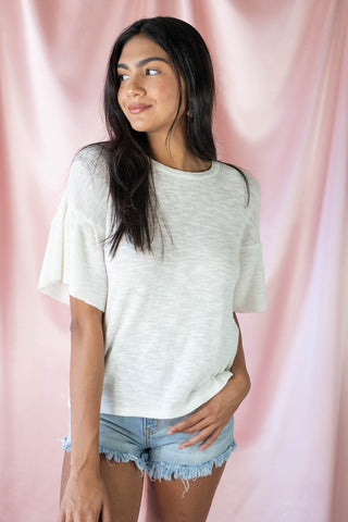 One Day at a Time Basic Tee in Cream