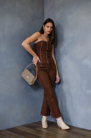 Deanna Fringed Tube Top Brown