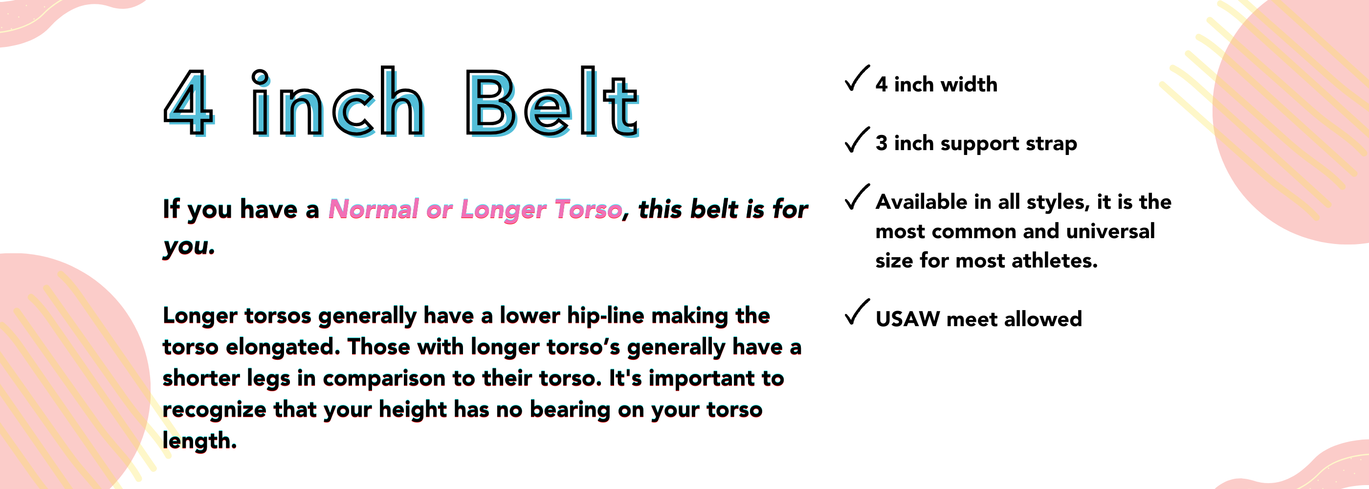 header describing the benefits of a 4 inch belt