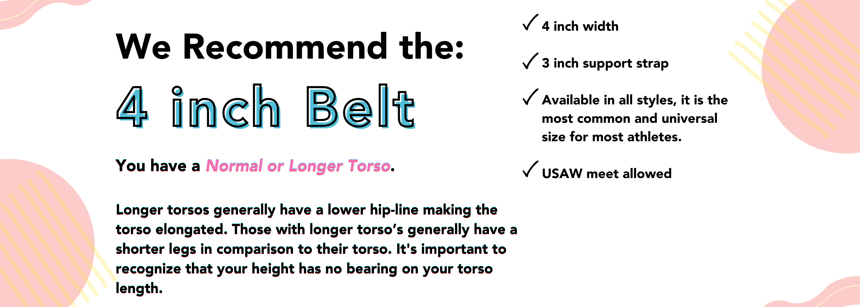 header recommending and describing the benefits of a 4 inch belt