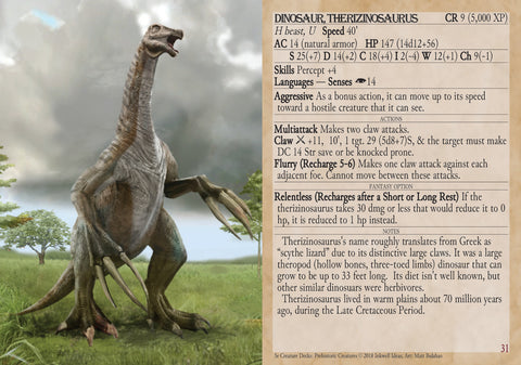 prehistoric creature therizinosaurus gencon 3rd increases