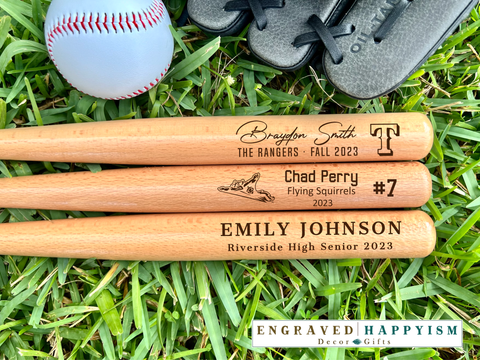 end of season player bats, engraved mini bats team bats, end of season baseball gifts, softball gifts tee ball player bats