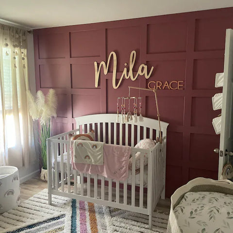 purple nursery wall