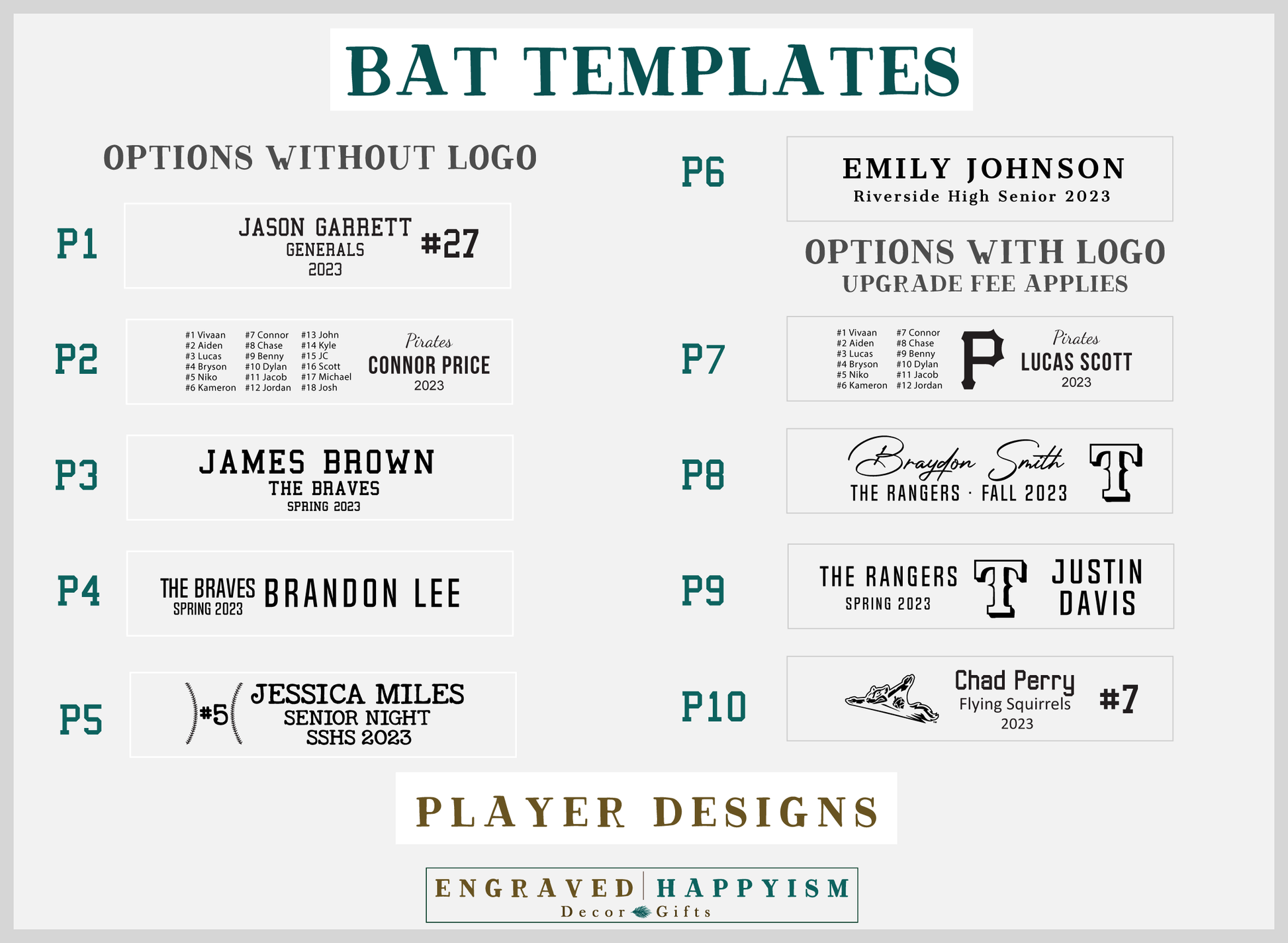 Engraved Miniature Coach Bat, Design #8 Sample – Happyism, Inc.