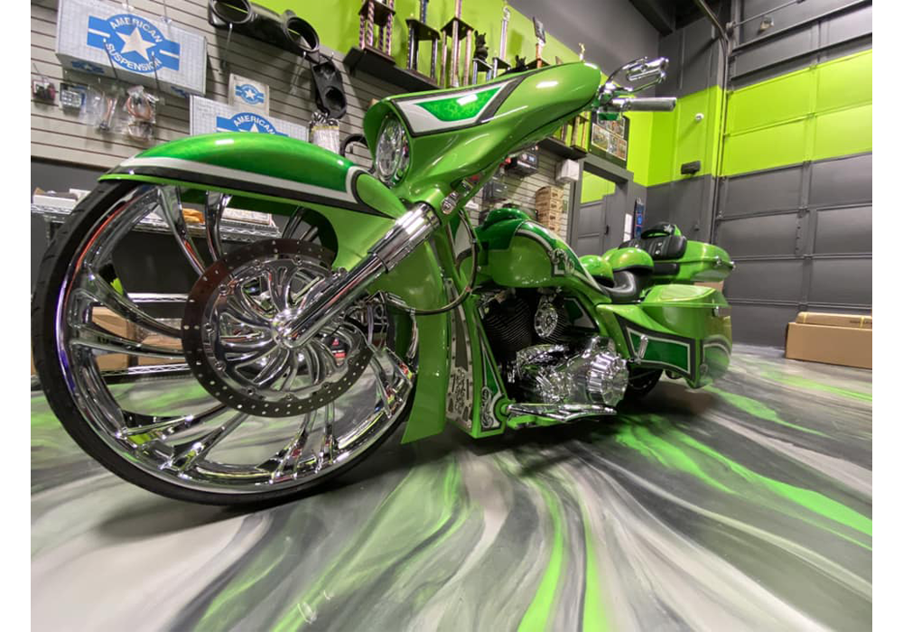 Shamrock and Toxicity Green on Harley Davidson