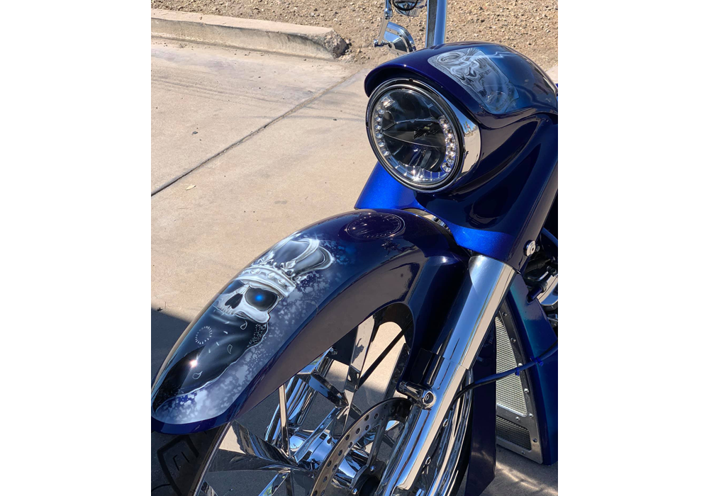 Liberty Blue on Custom Motorcycle