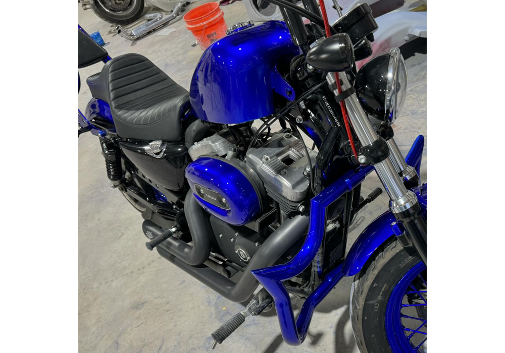 Kandy Killa Blue 2k Candy on Harley Davidson