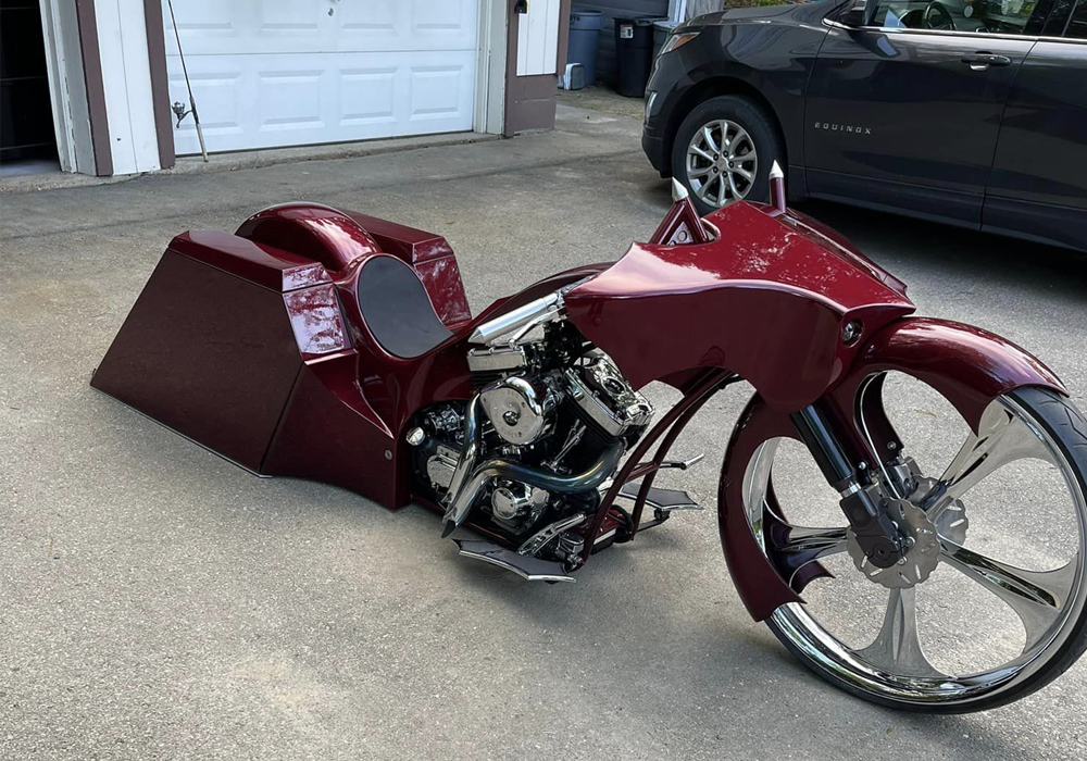 Rock-It-Red on Custom Motorcycle