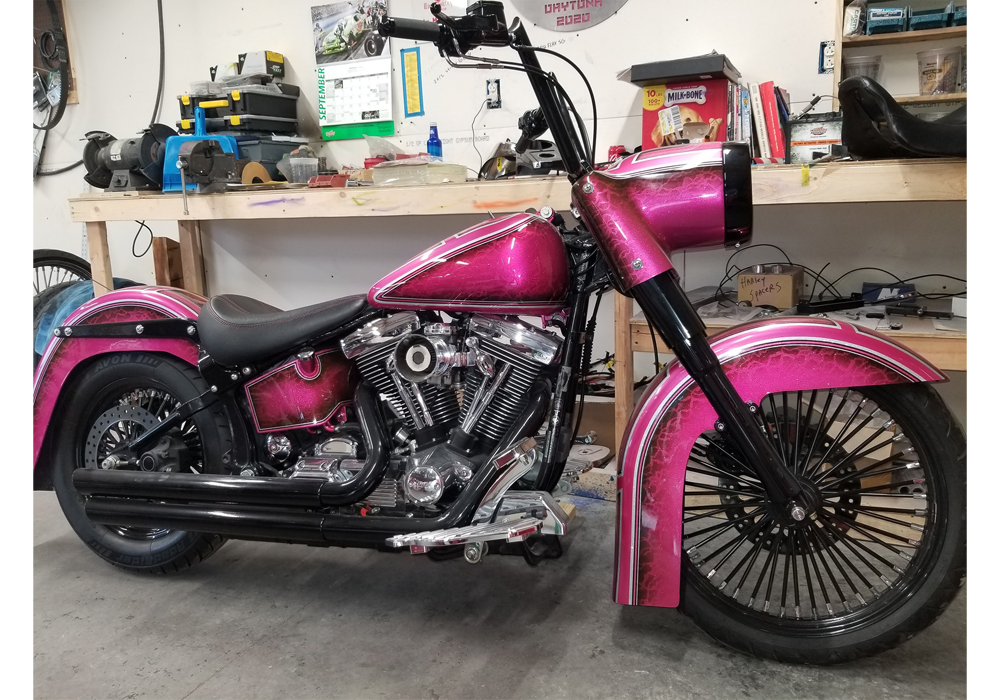 You Cant Sit With Us Pink on Motorcycle