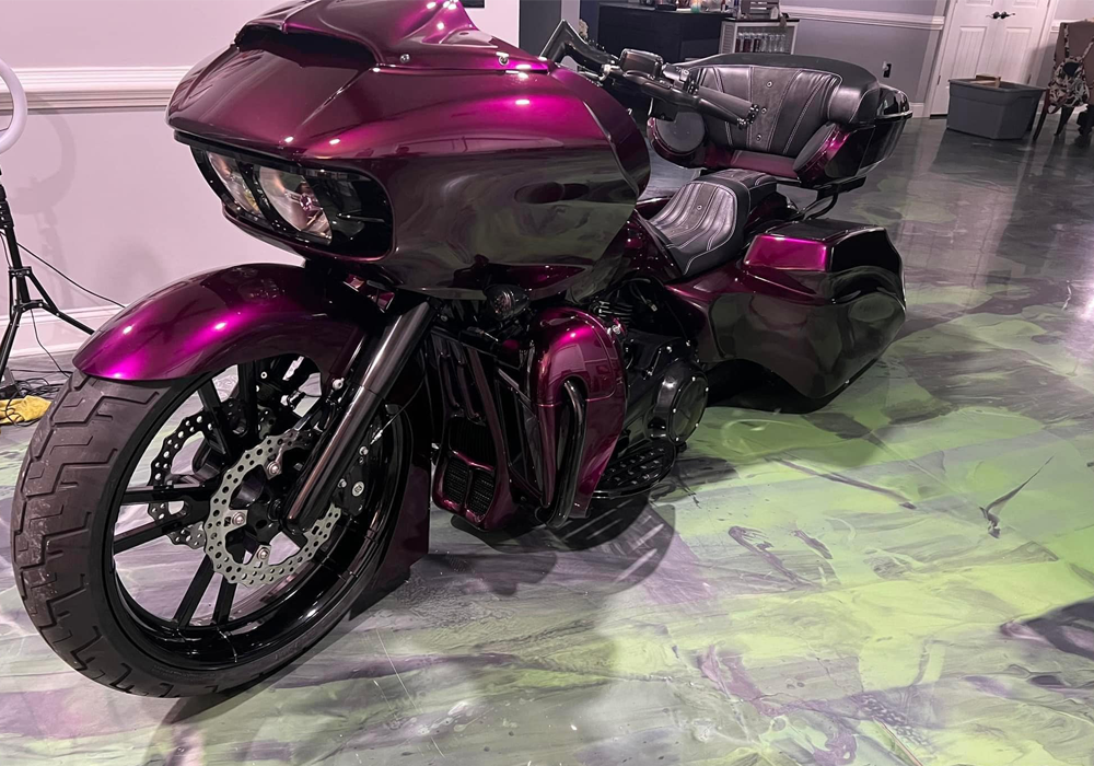 Grapeness over Slick Silver on Custom Motorcycle