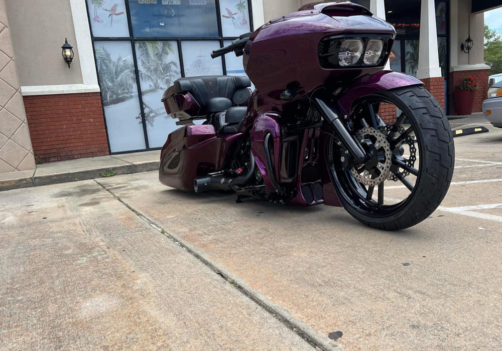 Grapeness over Slick Silver on Custom Motorcycle