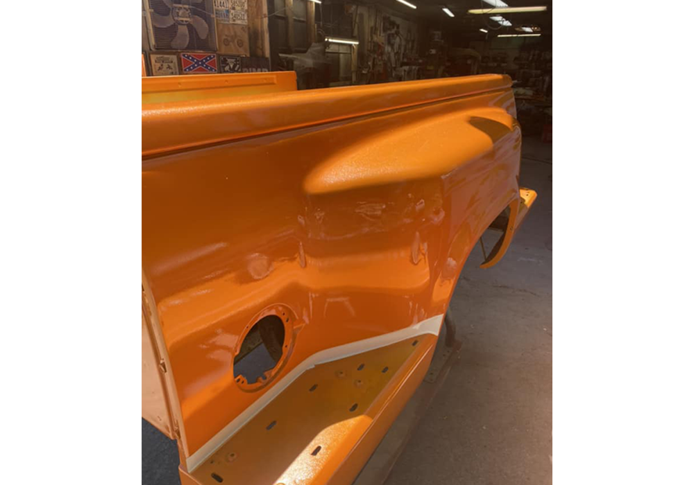 Diamond Silver over Orange Base on Custom Automotive