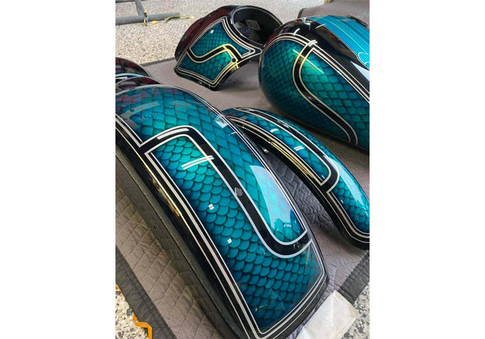 Teal Time with Diamond Blue on Harley Davidson