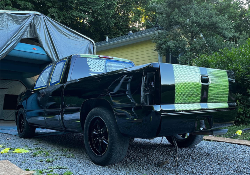 Triple Reboot Sinister Green on Pickup Truck