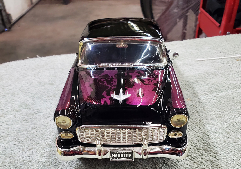 Vivacious Violet and Intensity Black Out Black on Mini 1955 Chevy