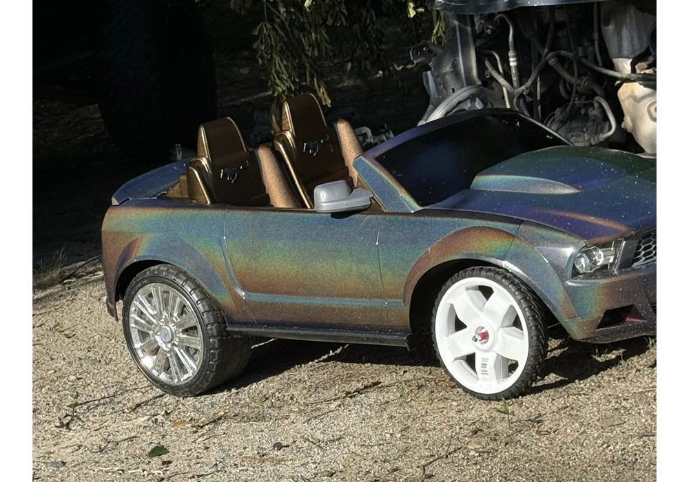 Silver Holographic and Kentucky Bourbon Basecoat on Mini Car