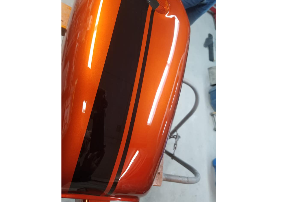 Tamgerine Candy on Custom Motorcycle