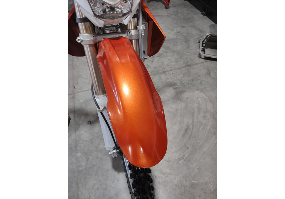 That B!tch Orange on Custom Bike