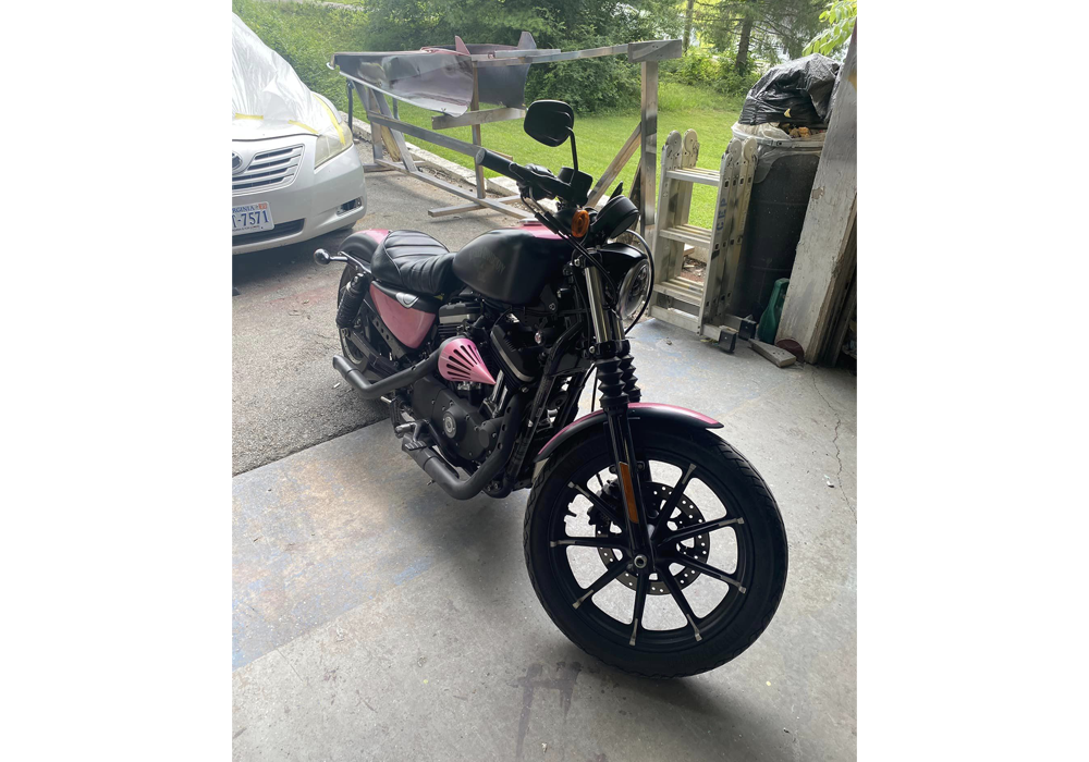 Pretty In Pink and Contusion Colorshift on Motorcycle