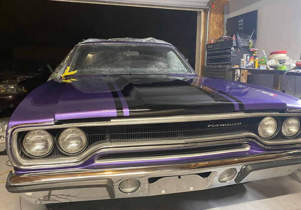 Throwback Plum Crazy Custom Color on Plymouth Road Runner 1970