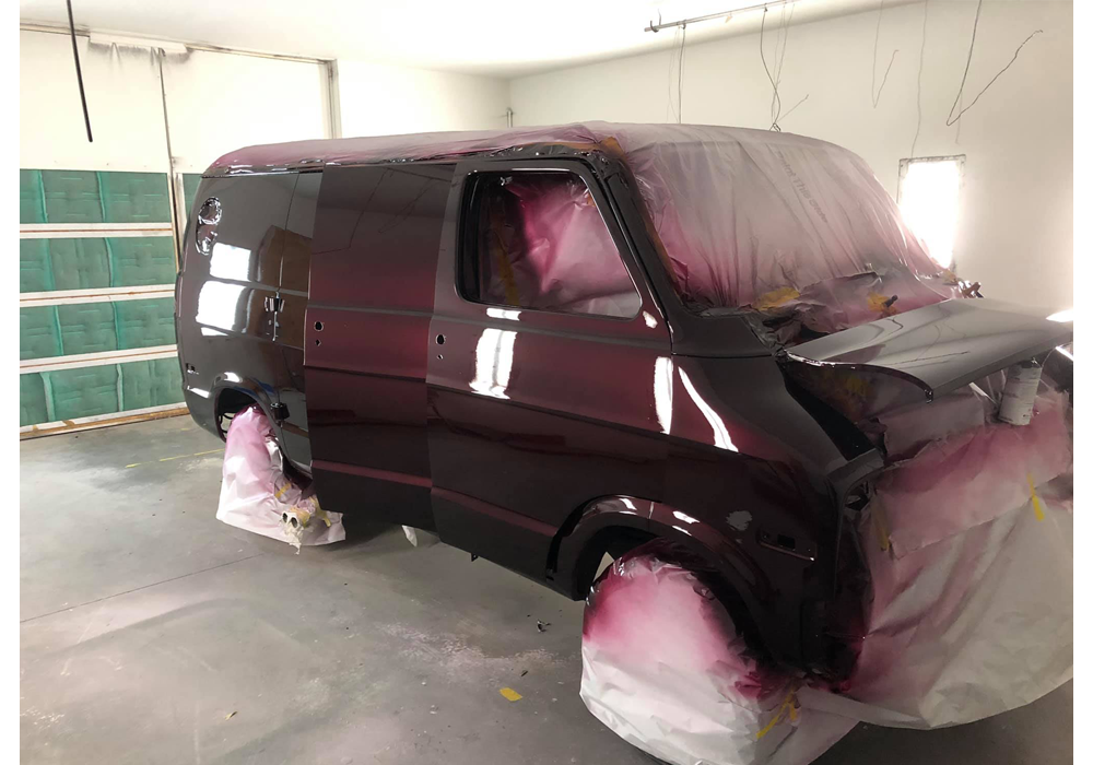 Cabernet Candy Pearl over Black on Custom Van