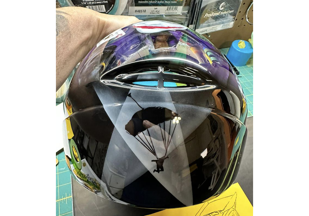 Tamco Intensity “8-Color Kit” on Custom Skydive Helmet