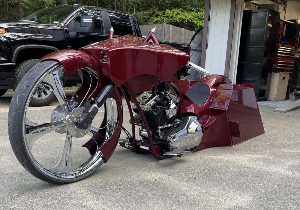 Rock-It-Red on Custom Motorcycle