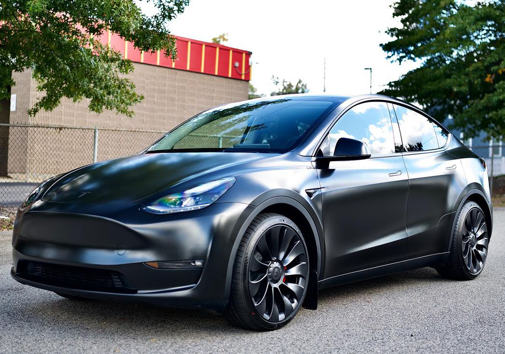 Diamond Silver over Pitch Black on Tesla Model Y