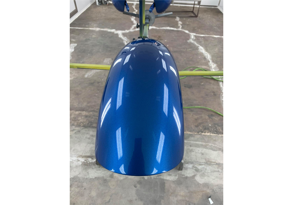 Blazin Blue on Custom Motorcycle