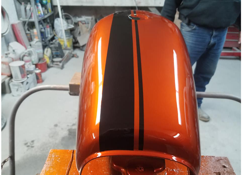 Tamgerine Candy on Custom Motorcycle