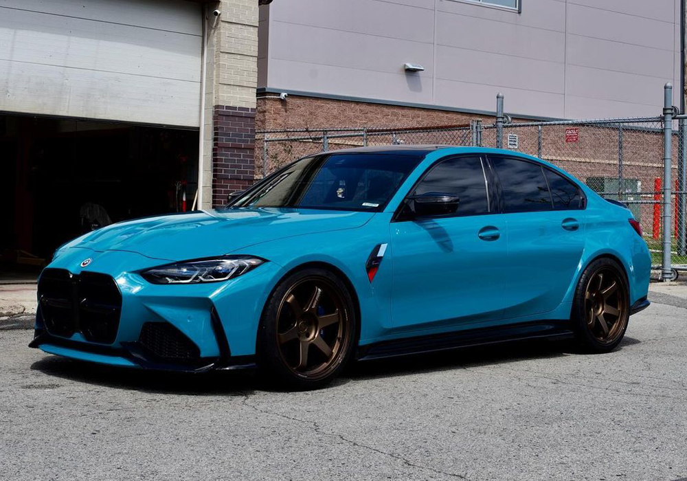 OEM Porsche Miami Blue on BMW M3