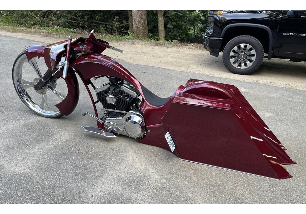 Rock-It-Red on Custom Motorcycle