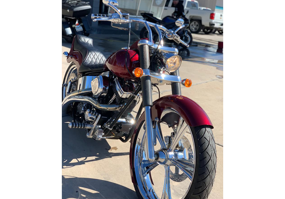 Rock-It-Red on Custom Motorcycle