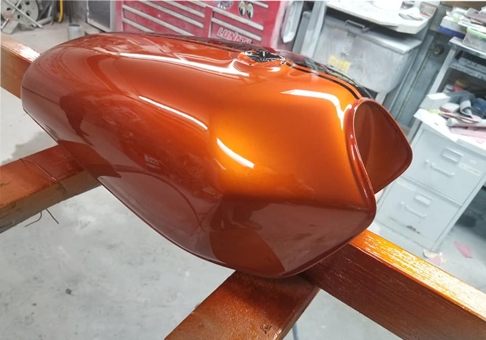 Tamgerine Candy on Custom Motorcycle
